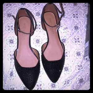 NWT Christian Siriano size 9 black sparkly flats